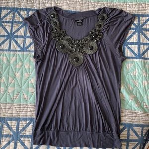 Junior’s Rue 21 Grey Beaded Blouse, size L